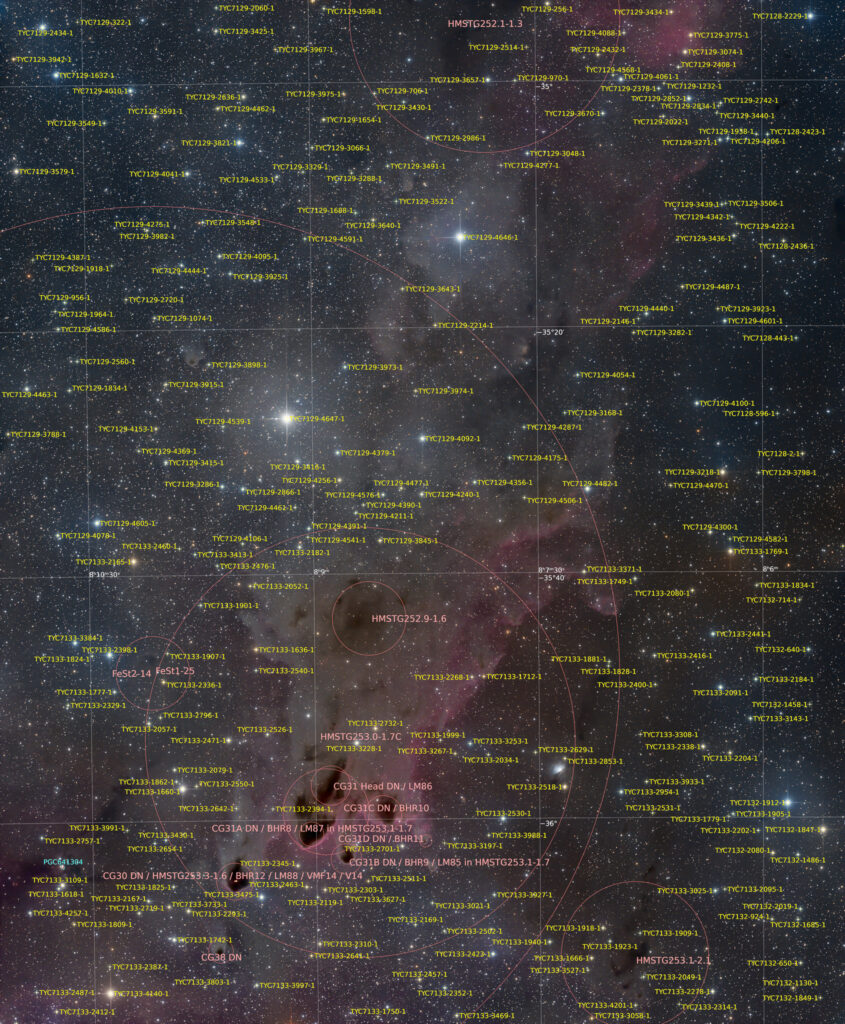 10-inch remote, NA, astrofotografie, astronomie, astronomy, astrophotography, cg30, cg31, cg38, cometary globule, dark nebula, deep sky, hakos, hakos guest farm, ias, ias observatory, ias observatory hakos, khomas, namibia, puppis, world