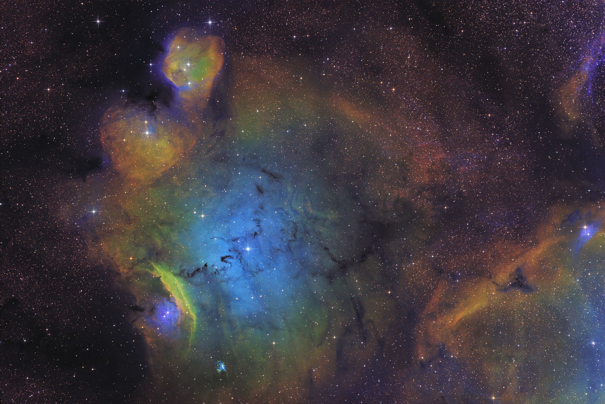12-inch lacerta remote, NA, astrofotografie, astronomie, astronomy, astrophotography, emission nebula, emissionsnebel, hakos, hakos guest farm, ias, ias observatory, ias observatory hakos, ic, ic1274, ic1275, ic4685, khomas, namibia, narrowband, ngc, ngc6559, reflection nebula, sagittarius, sho, sii-ha-oiii, world